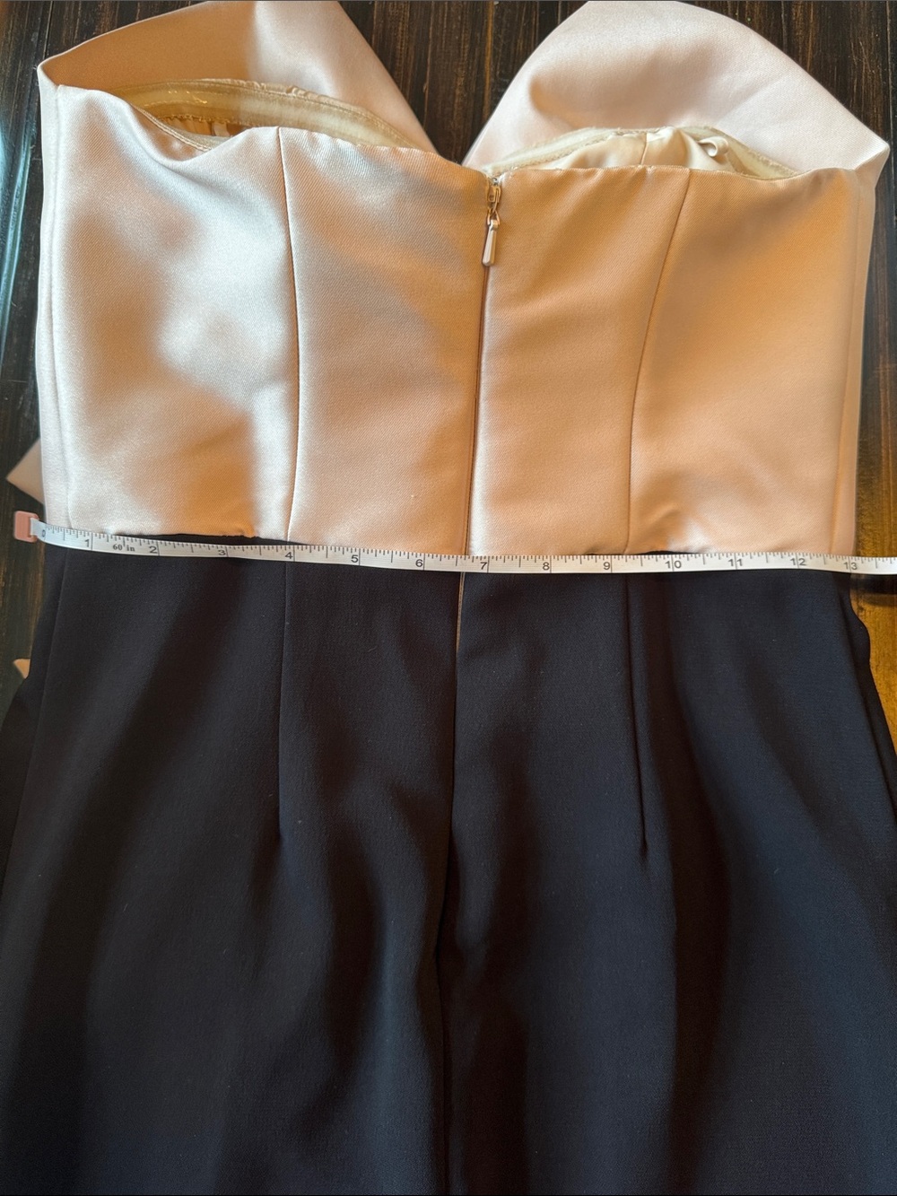 Badgley Mischka Blush & Black Bow Combo Dress - Picture 7 of 14